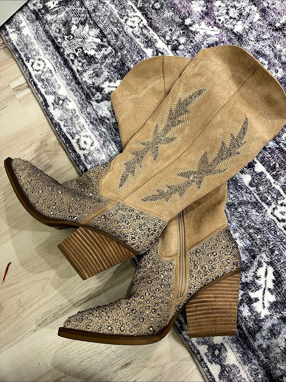 Apple APPL01J1 Embellished Western Over-the-Knee Boots in Brown